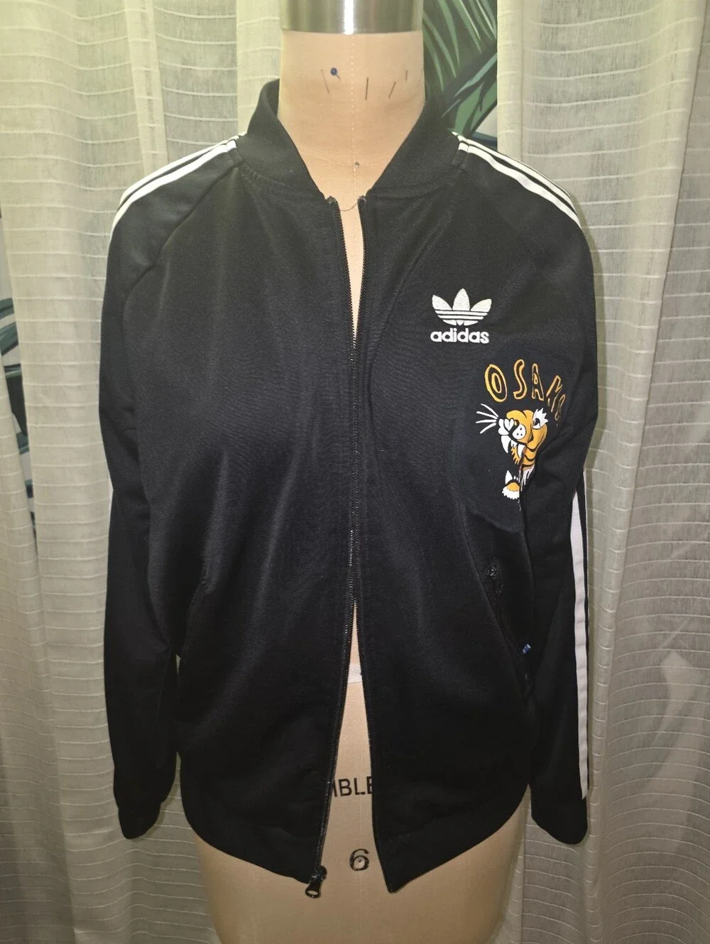 adidas Black Track Jacket with Yellow Osaka Tiger Patch